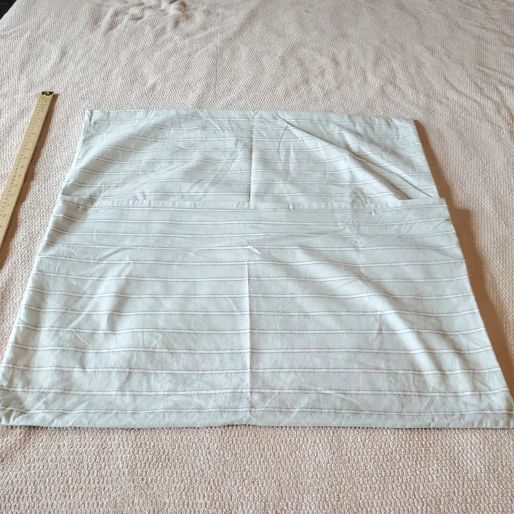 Laura Ashley Floral Rose Sage Green Cotton Euro Pillow Sham Reversible Stripe